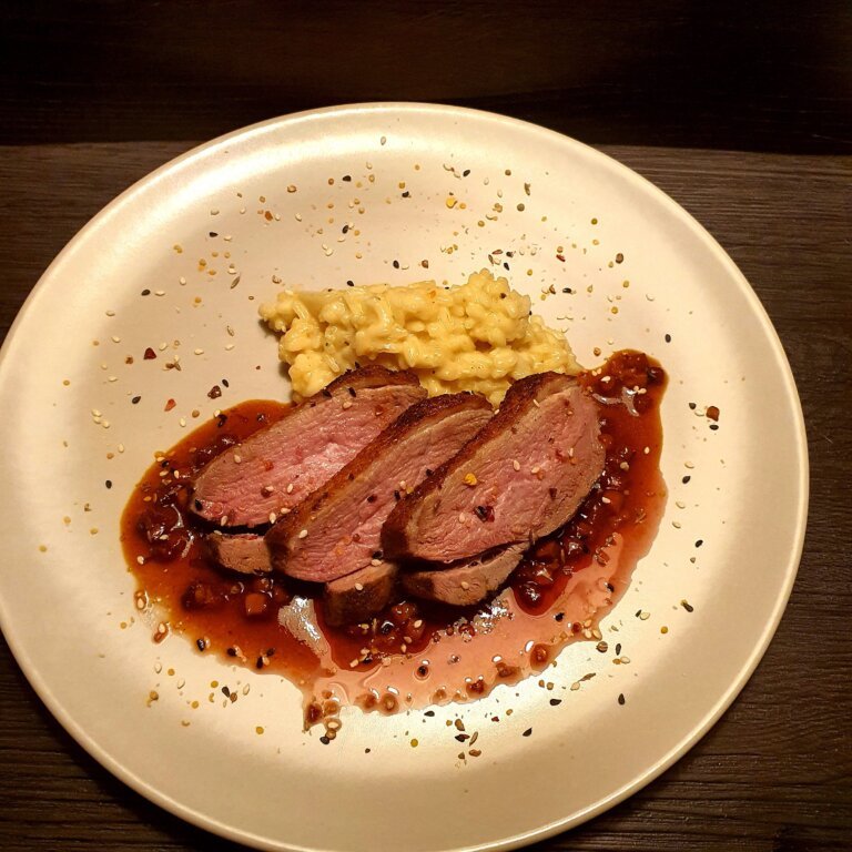 Entenbrust_Birnenrisotto_Tellerbild_1