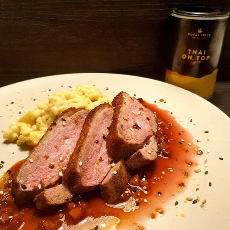 Entenbrust auf Birnen-thymian Risotto 3 Entenbrust_Birnenrisotto_Tellerbild_3_royalspice
